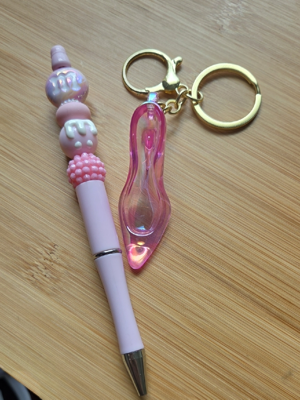 Pink Kids Pen with Pink Charm Keyring